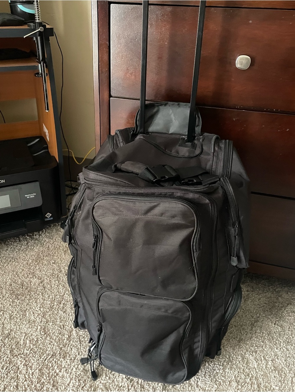 Black Rolling Travel Backpack - Men